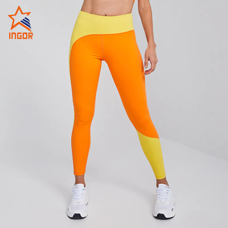 Ingorsports Contrast Strap Women Outfits Sports Yoga Set Custom Wholesale Activewear