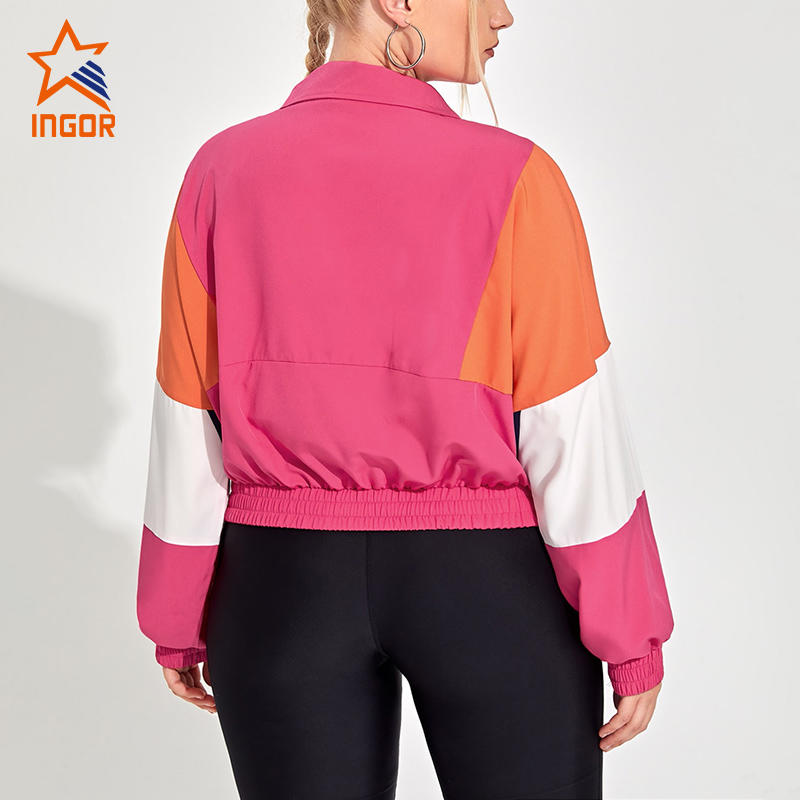 Ingorsports Absorbs Sweat Breathable Colorblock Zipper Sports Jacket