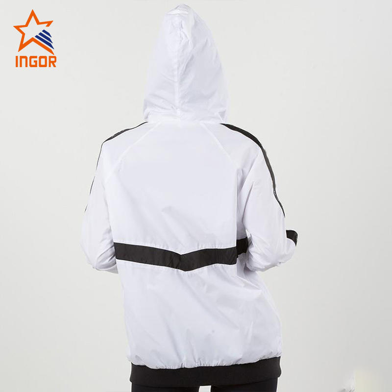 Ingorsports China Manufacturer Wholesale Zipper Placket Drawstring Hooded Sports Jacket
