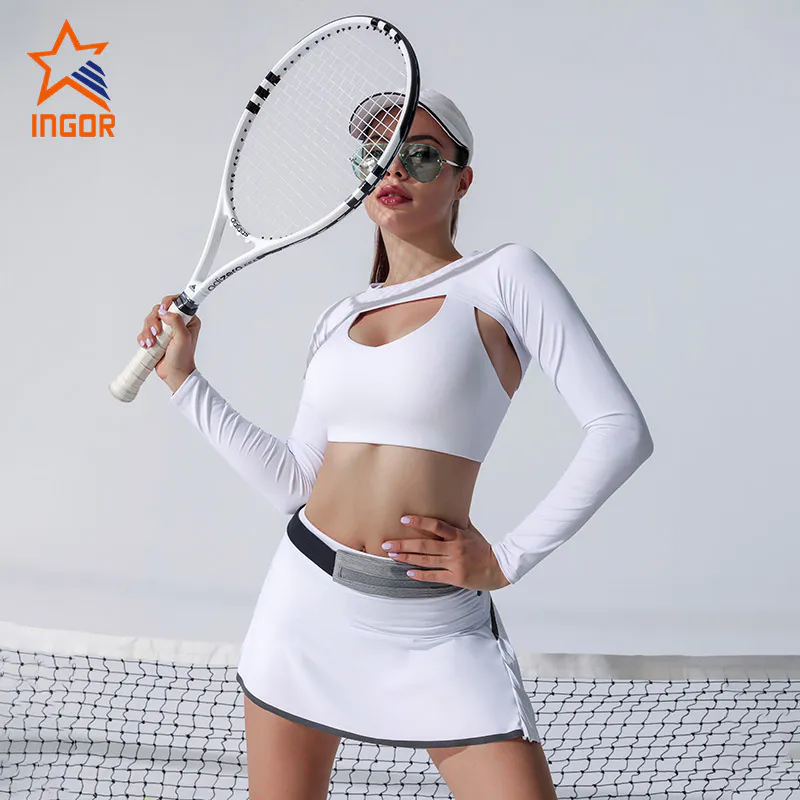 Ingorsports Lightweight Dry Fit Material Tennis Skirts With Reflective Stripe On Bottom And Back  Wholesale Sports Wear