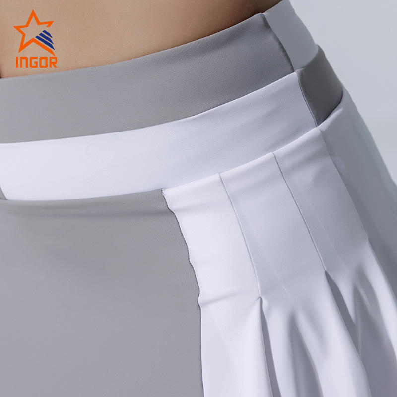 Ingorsports Irregular Outer Layer Design Stretch Fabric Elements Sports Tennis Skirts Athletic Wear Manufacturers