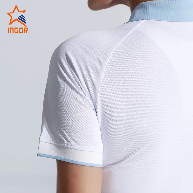 Ingorsports Collar Neck Sports Tennis Crop Tee Dry Fit Function Fabric Custom Fitness Apparel Activewear