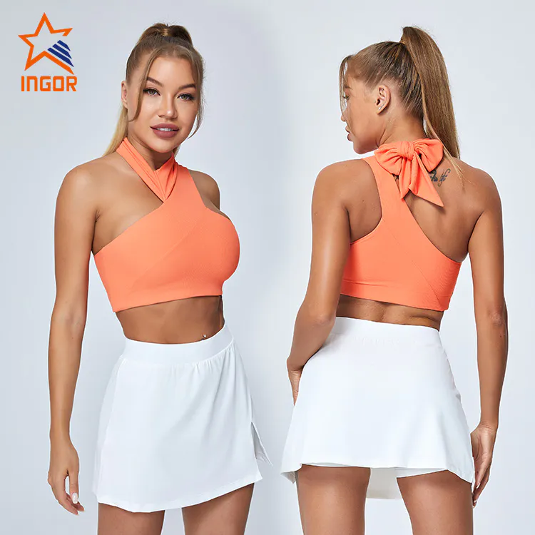 Ingorsports Private Label Athletic Wear Manufacturer Custom Featured Jacquard Fabric Sports Bra & Tennis Skirt Suit