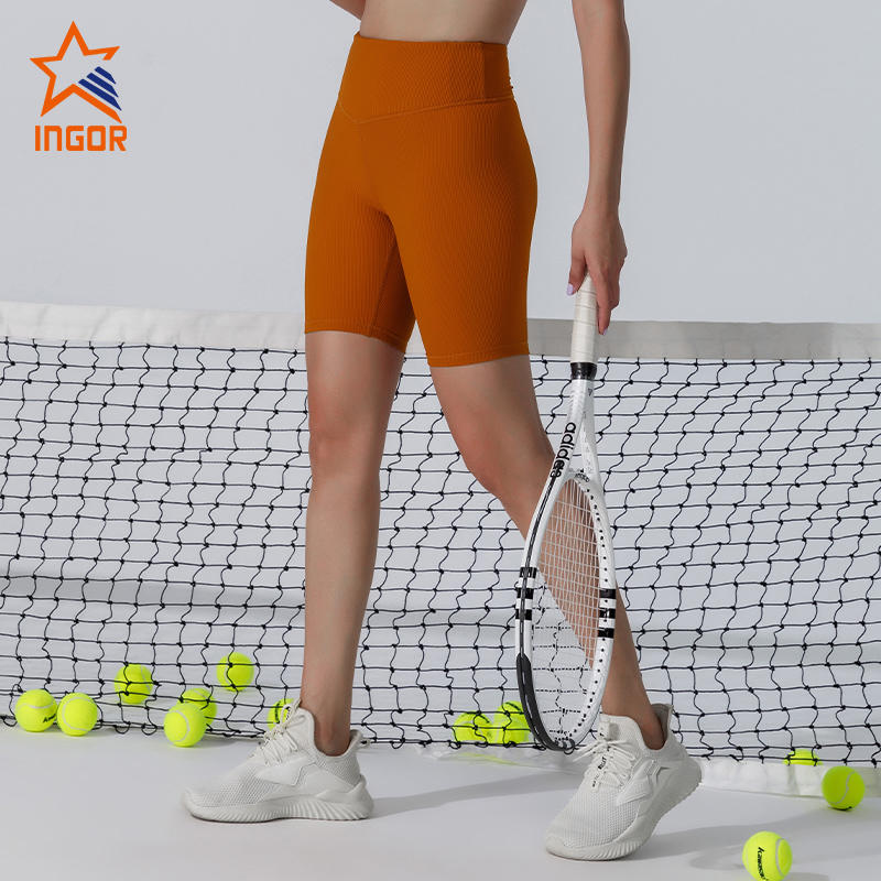 Ingorsports Comfortable Rib Fabric With Slim Fit Cutting Tennis Bike Shorts Gym Wear Manufacturers Activewear