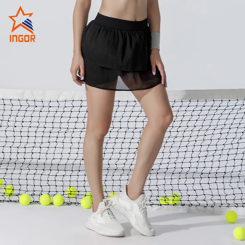 Ingortsports Wholesale Sports Wear Tennis Skirts With Lightweight Chiffon For Outer Layer