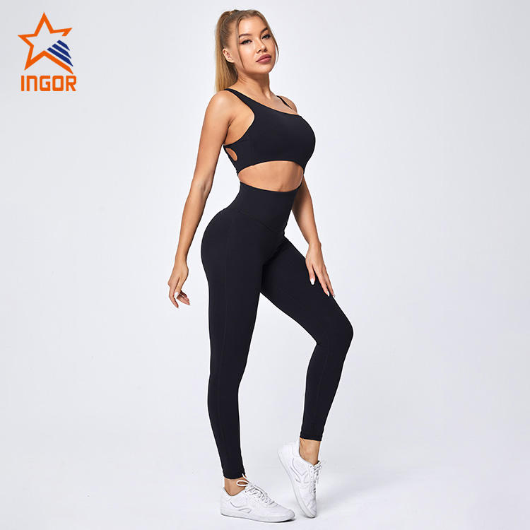 Ingorsports Workout Clothes Manufacturer Wholesale Women One Piece Jumpsuit Yoga Gym Set