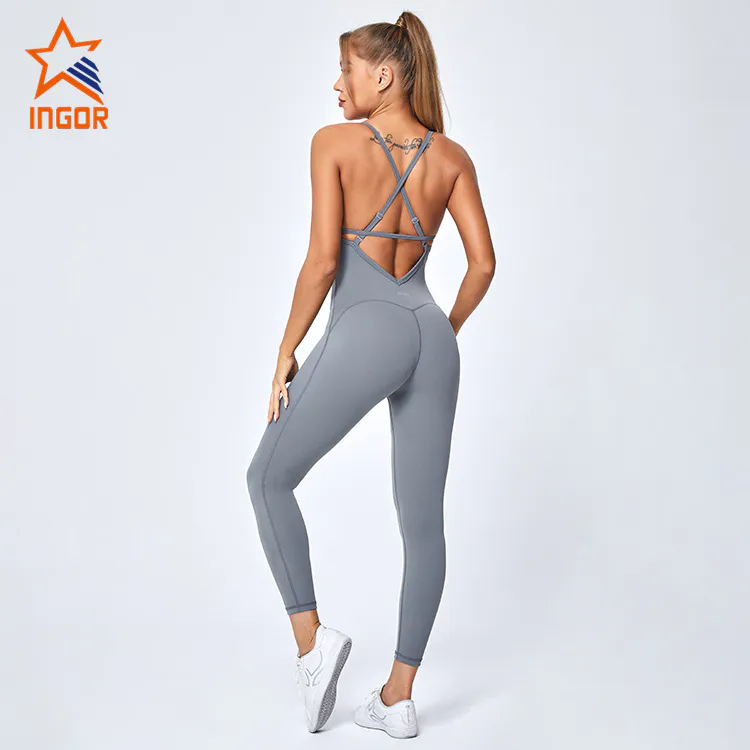 Ingorsports Gym Wear Manufacturers Women One Piece Jumpsuit Set For Yoga Sports Fitness