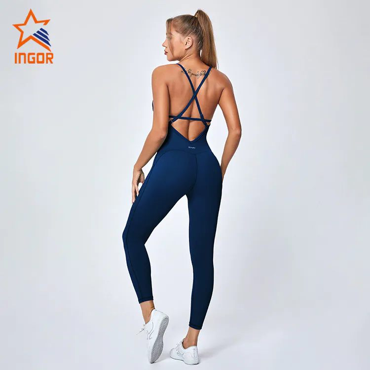 Ingorsports Private Label Activewear Women One Piece Jumpsuit Set For Yoga Gym Fitness