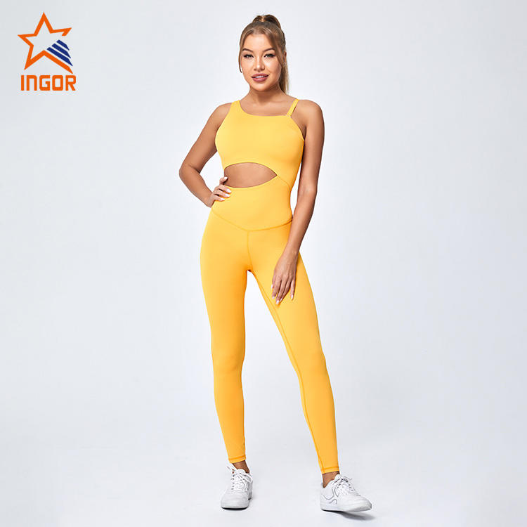 Ingorsports Private Label Activewear Wholesale Women One Piece Jumpsuit Set For Gym Wear