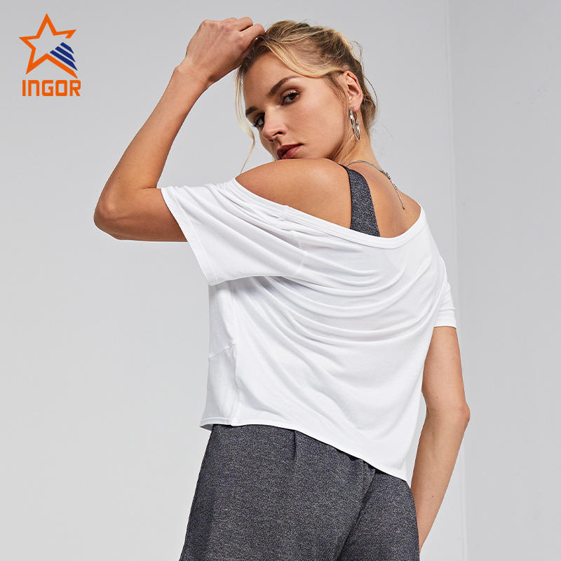 Ingorsports Gym Wear Manufacturers Women Twisted Design Solid Color T-Shirts