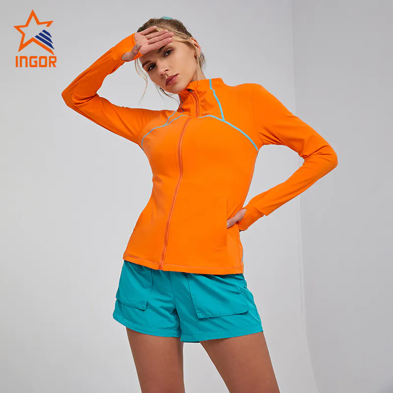 Ingorsports Custom Fitness Apparel Contrast Sewing Line Color & Slim Fit Cutting Jackets