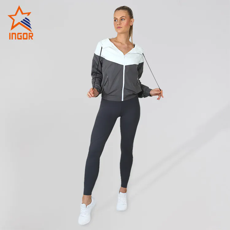 Ingorsports Women Custom Active Running Fitness Loose Coat Fashion Zip Up Sweatshirt Hoodies Jacket