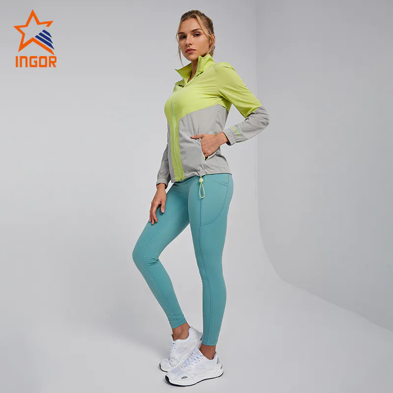 Ingorsports Custom Activewear Women Jacket With Pockets & Legging Set For Running Workout Wear