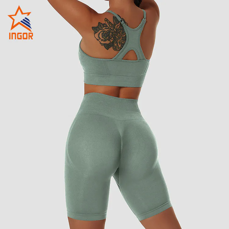 Ingor Sportswear Custom Women Activewear Seamless Ribbed High Impact Yoga Gym Sports Bra