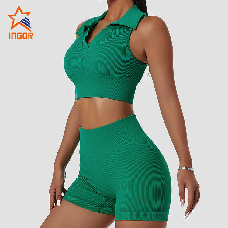 Ingor Sportswear Custom Apparel High Impact Seamless Yoga bra Shockproof Collar Sports Running Fitness Bra