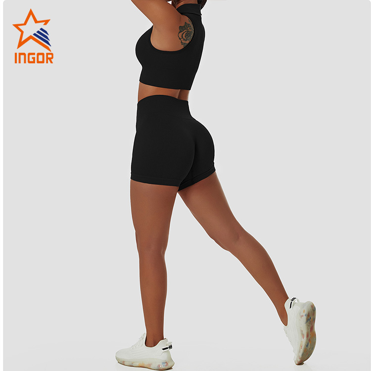 Ingor Sportswear Custom Activewear Seamless High Elastic Running Sports Fitness Pants Butt Lifting High Waist Biker Shorts