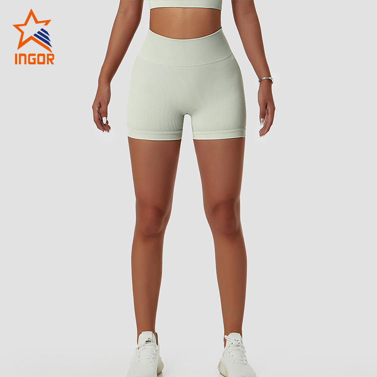 Ingor Sportswear Custom Activewear Seamless High Elastic Running Sports Fitness Pants Butt Lifting High Waist Biker Shorts