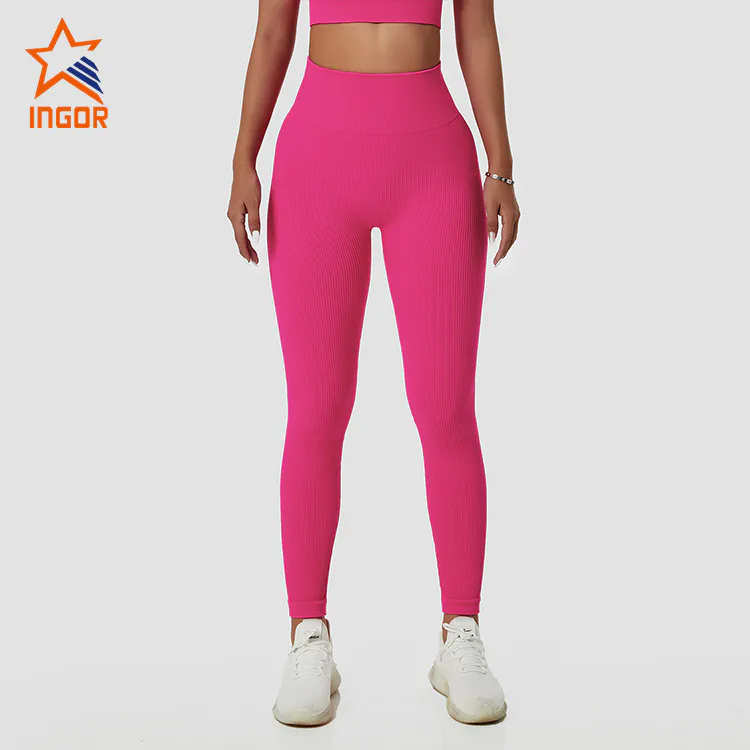 Ingor Sportswear Custom Gym Wear Seamless Without Front Seam Line Yoga Pants High Elastic Running Fitness Sports Leggings