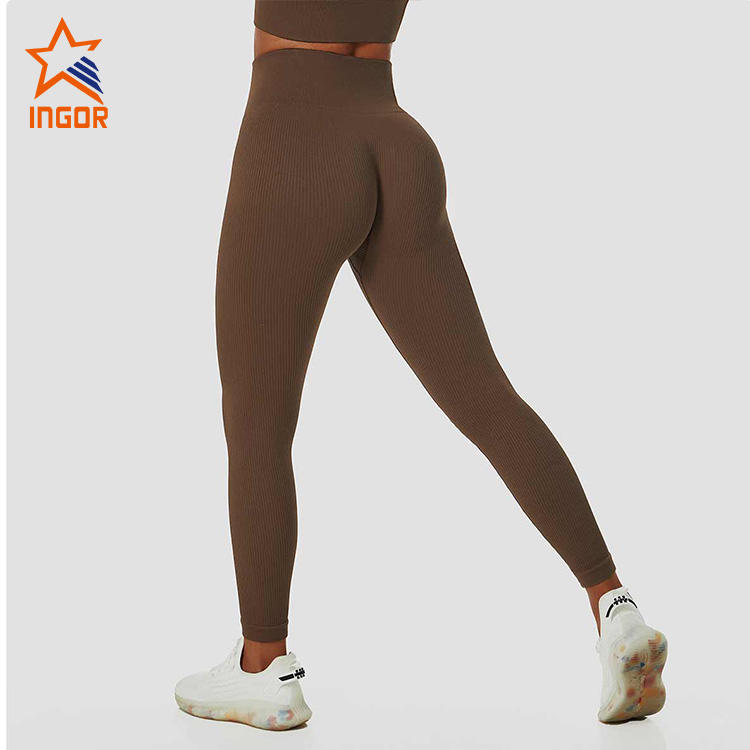 Ingor Sportswear Custom Gym Wear Seamless Without Front Seam Line Yoga Pants High Elastic Running Fitness Sports Leggings
