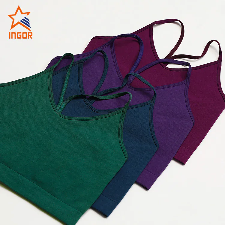 Ingor Sportswear Fitness Clothing Manufacturer Seamless Ribbed Y Back Yoga Training Running Sports Bra