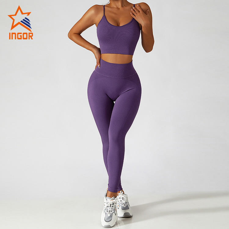 Ingor Sportswear Custom Fitness Apparel Seamless High Waist Sports Fitness Peach Butt Lifting Yoga Tight Leggings