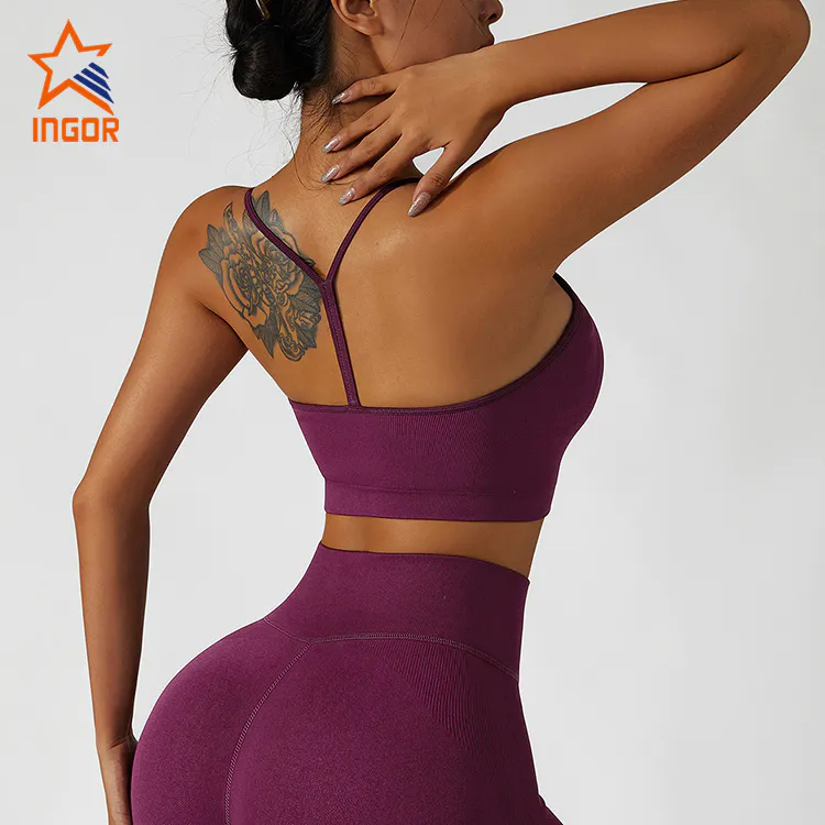Ingor Sportswear Custom Gym Wear Manufacturers Seamless Sports Bra & Ribbed Butt Lifting Legging Yoga Sets