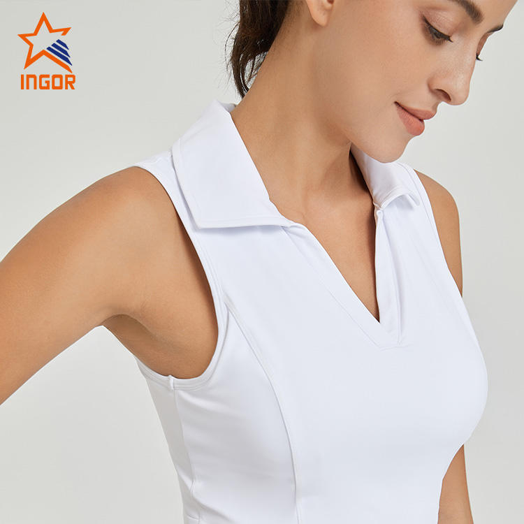 Ingor Sportswear Polo V neck Tennis Dress With Inner Bodysuit & Removable Padding