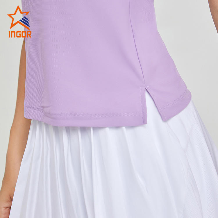 Ingor Sportswear Custom Women Tennis Apparel Polo Neck T Shirts