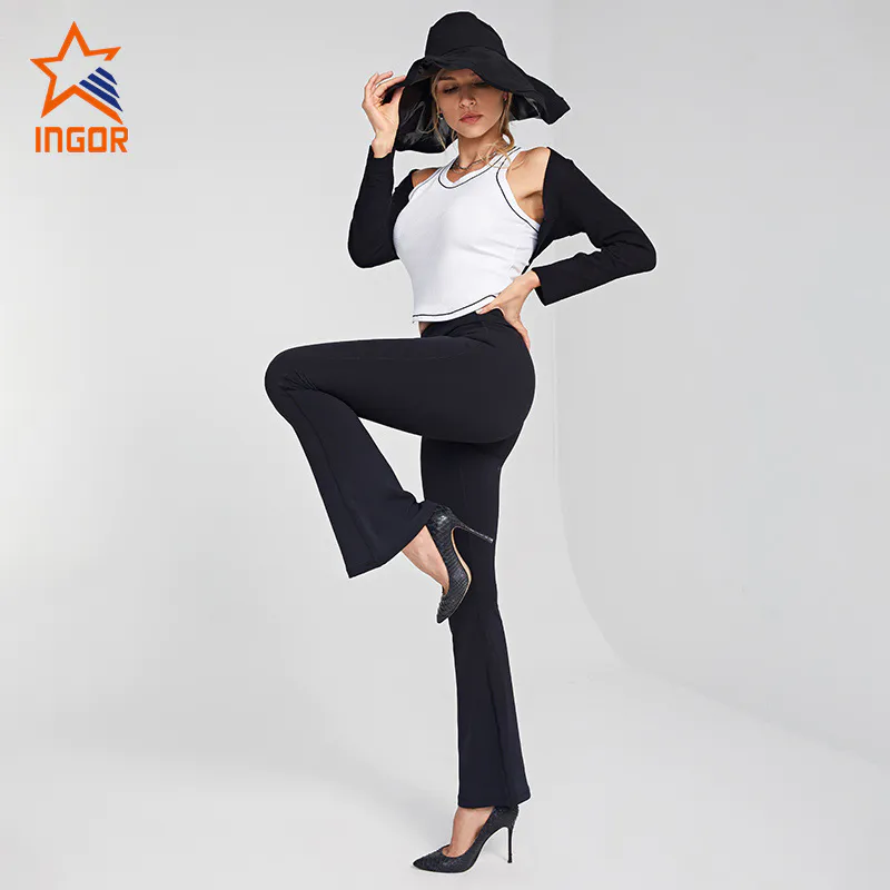 Ingor Sportswear Private Label Activewear Custom Women High Waistband Flare Legging Pants