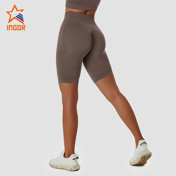 Ingor Sportswear seamless high waist outdoor women's tight breathable butt lifting running biker sports shorts