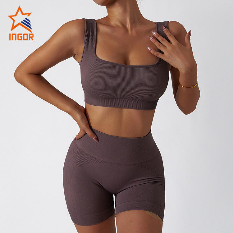 Ingorsports Workout Clothes Manufacturer Women Seamless Yoga Bra & Shorts Suit Sports Apparel