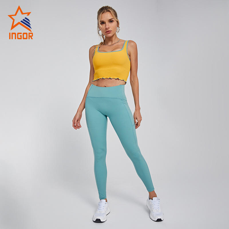 Ingorsports Sustainable Sportswear Recycled Fabric Women Sports Set Custom Yoga Set