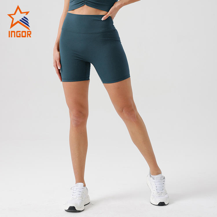 Ingorsports Women Workout Apparel Manufacturers Custom Sports Biker Shorts with Recycled Sustainable Fabric