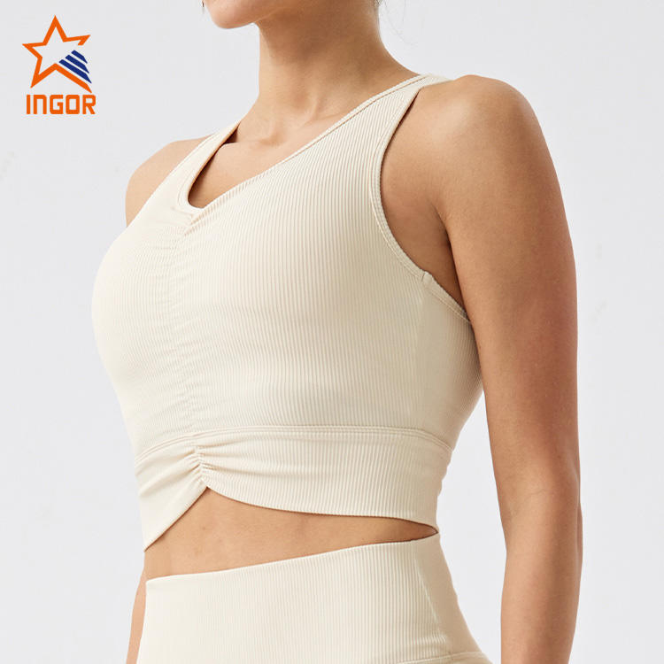 Ingorsports Activewear Clothing Manufacturer Custom Women Sports Bra With Ribbed Recycled Sustainable Fabric