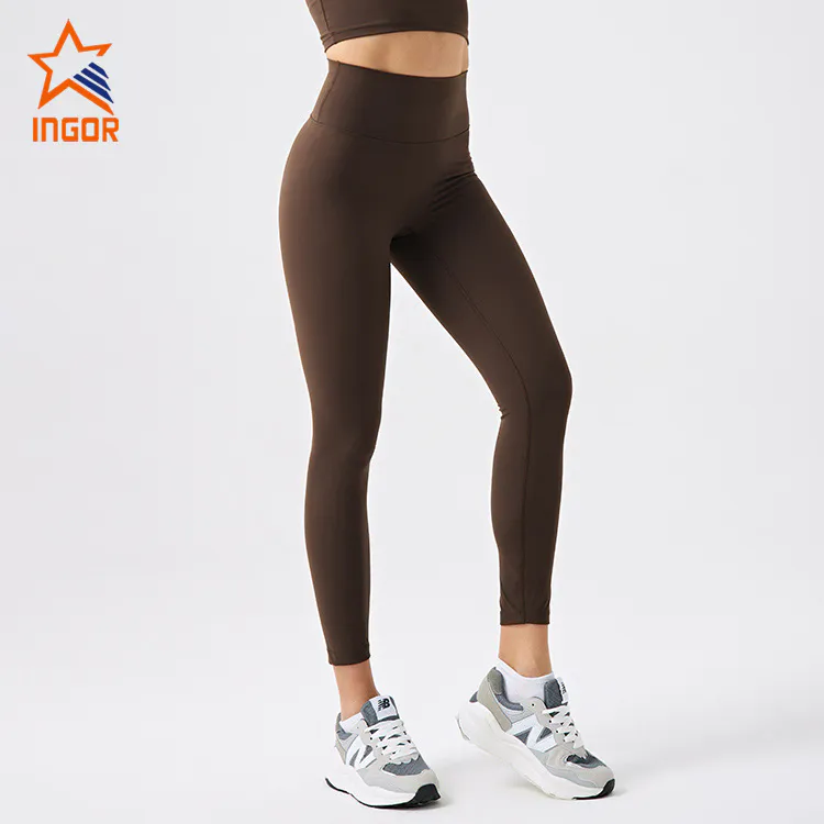 Ingorsports Leggings Wholesale Distributors Custom Women Recycled Fabric High Waistband Without Front Seam Legging