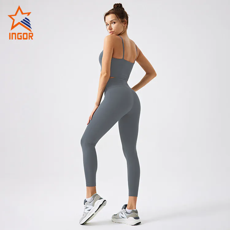 Ingorsports Custom Fitness Apparel Women Recycled Fabric Classic Trendy Crop Top & Without Front Seam High Waist Legging Yoga Sets