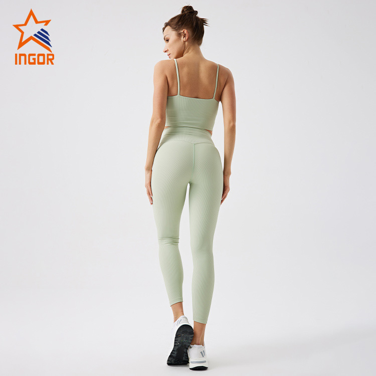 Ingor Sportswear European and American Zipper Ribbed Yoga Vest