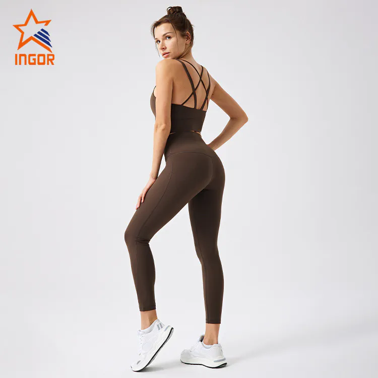 Ingorsports Workout Apparel Manufacturers Custom Women High Waistband 7/8 Length Legging  Without Front Seam
