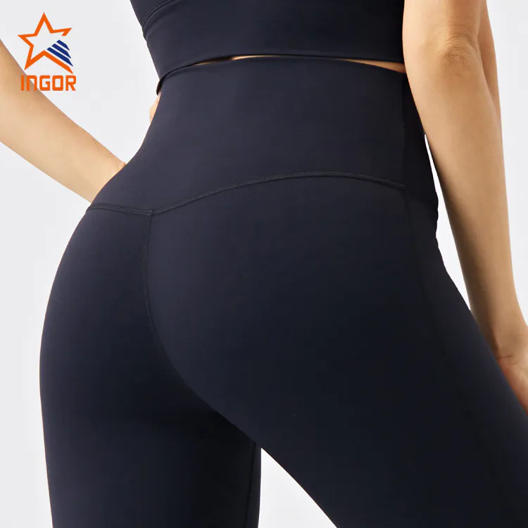 Ingorsports Workout Apparel Manufacturers Custom Women High Waistband 7/8 Length Legging  Without Front Seam