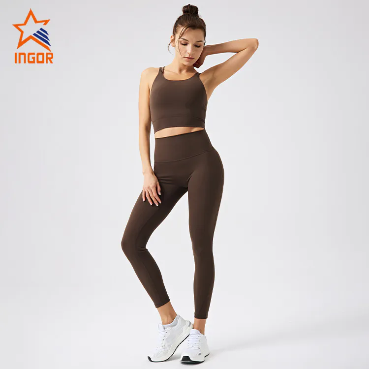 Ingorsports Activewear Apparel Manufacturers X Back Strape Crop Top &  High Waistband 7/8 Length Legging Sports Sets