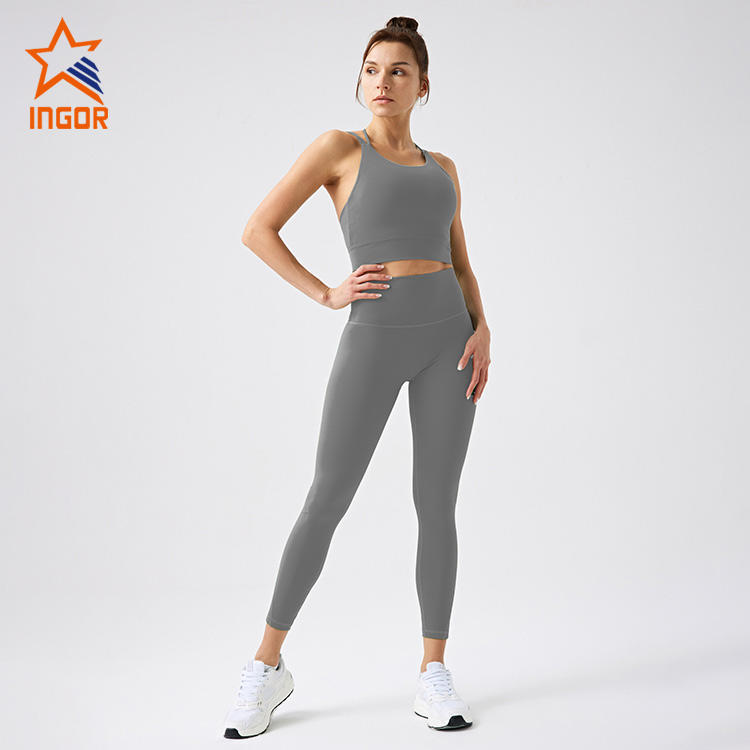 Ingorsports Activewear Apparel Manufacturers X Back Strape Crop Top &  High Waistband 7/8 Length Legging Sports Sets