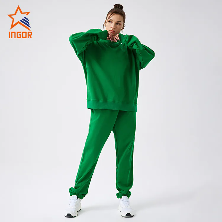 Ingorsports Private Label Activewear Custom Women Over Size Casual Sweatshirt & Jogger Pant Sets