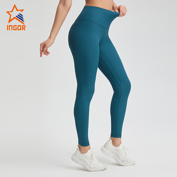 Custom Women Ribbed Fabric Basic Sports Bra & Leggings Yoga Sets