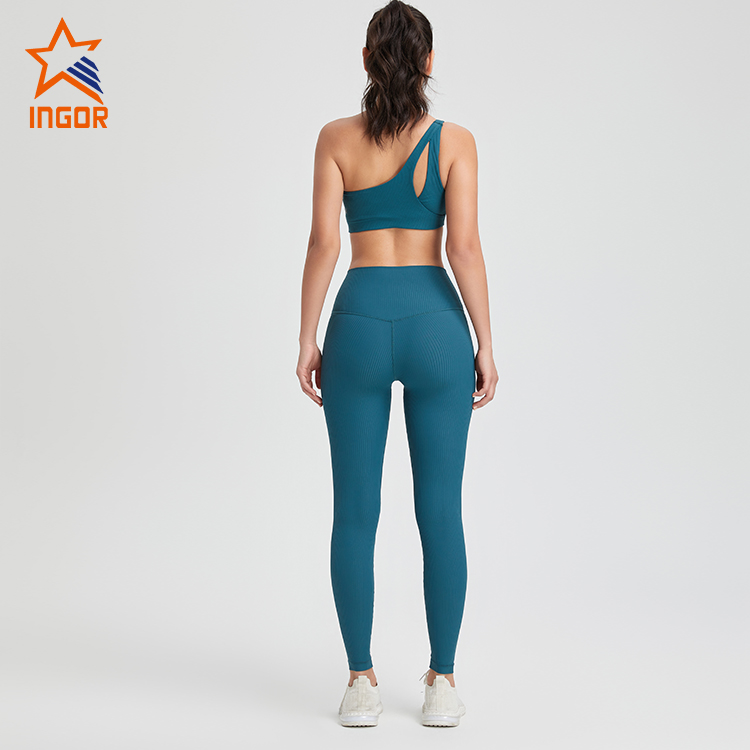 Custom Women Ribbed Fabric Basic Sports Bra & Leggings Yoga Sets
