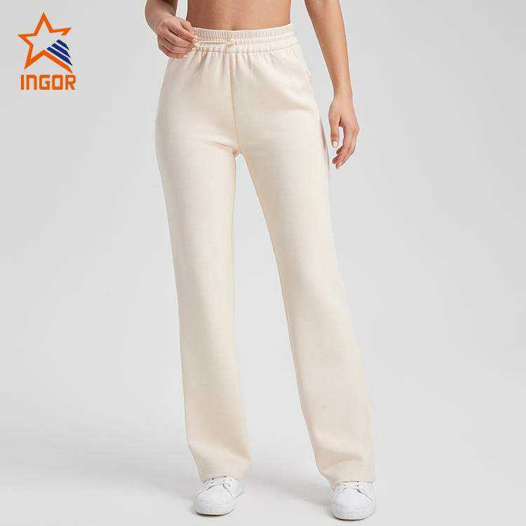 Ingorsports Gym Wear Manufacturer Custom Women Elastic Waist Drawstring Sweatpants With Side Pockets
