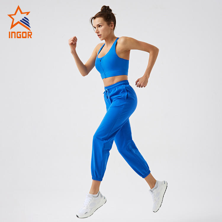 Ingorsports Custom Fitness Apparel Women Activewear High Impact Racer Back Sports Bra & Jogger Pants Sets