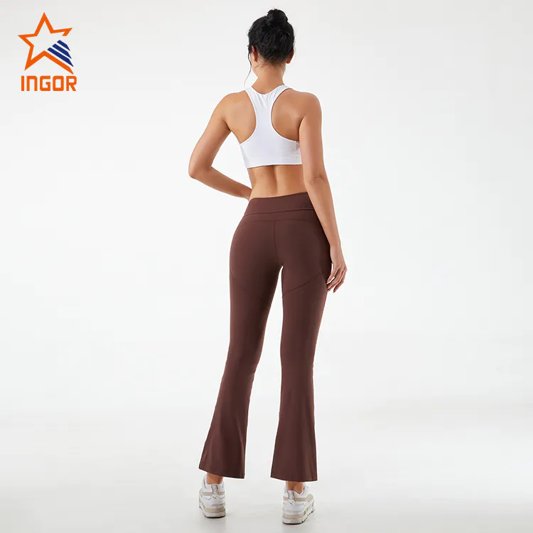 Ingorsports Private Label Athletic Wear Custom Women Casual Flared Leggings Pants With Pockets Design