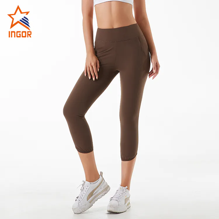 Ingorsports Sustainable Activewear Manufacturer Custom Women Loose Casual Cropped Capri Leggings Pants With Pockets