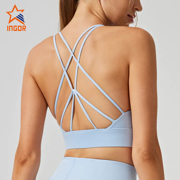 Ingor Sportswear Workout Apparel Manufacturers Custom Women Cross Straps Sports Bra With Removable Padding