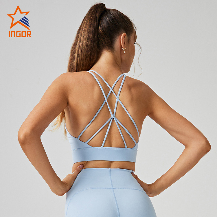 Ingor Sportswear Workout Apparel Manufacturers Custom Women Cross Straps Sports Bra With Removable Padding